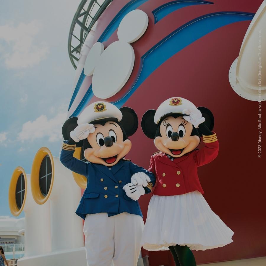 Disney Cruise Line Mickey en Minnie Mouse als kapitein